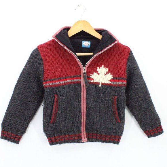 Delux Wool Jacket Kids Unisex Multicolor CANADA Full Zip Poler Fleece Lined - Picture 1 of 8
